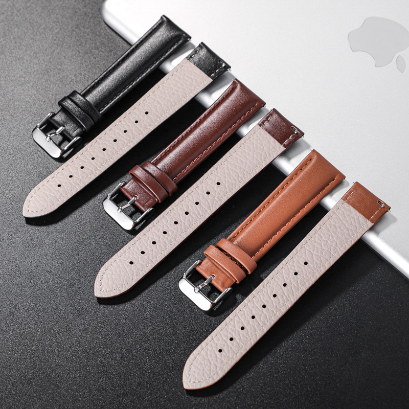 Remen za pametni sat od prave kože, zrnat teksturu, kopča s pinom i brzim oslobađanjem čavlića