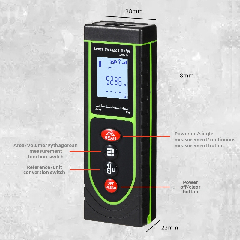 Diaľkomer Aoqi – vysoko presný laserový diaľkomer na meranie priestoru, ručný elektronický merací prístroj