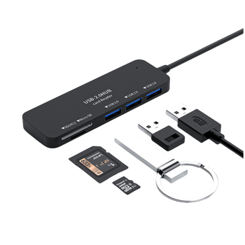 USB 2.0 hub, 5 az 1-ben, kártyaolvasó, Type-C dokkoló állomás, micro többport-bővítő
