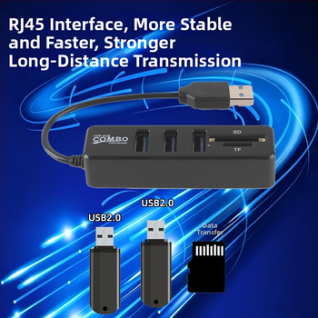 USB 2.0 hub s čitačem kartica TF/SD, proširenje za laptop
