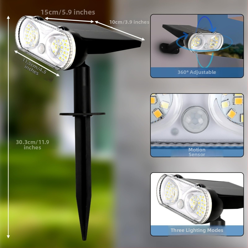 LED solárne záhradné svetlo, vonkajšie vodotesné svetlo na trávnik so senzorom pre ambientné záhradné osvetlenie