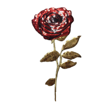 Patch broderie cu paiete pentru îmbrăcăminte, aplicație floare de trandafir