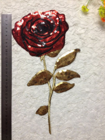 Patch broderie cu paiete pentru îmbrăcăminte, aplicație floare de trandafir