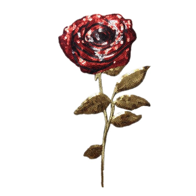 Patch broderie cu paiete pentru îmbrăcăminte, aplicație floare de trandafir