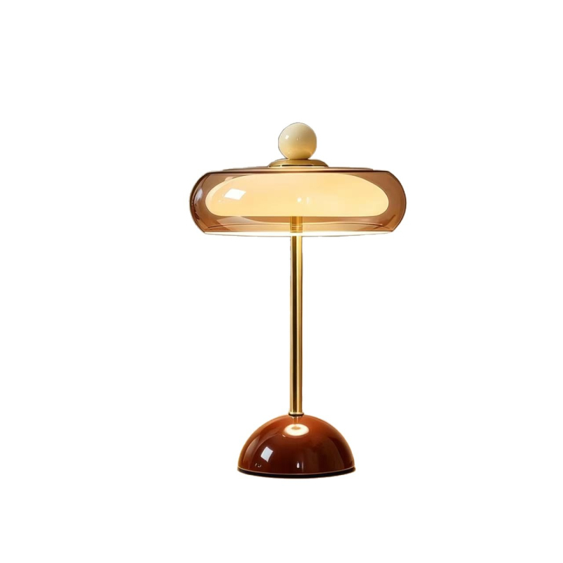 Sklenená stolová lampa do spálne, nabíjateľná hubová lampa, luxusná vintage atmosféra, osvetlenie pri posteli do hlavnej spálne, moderný štýl.