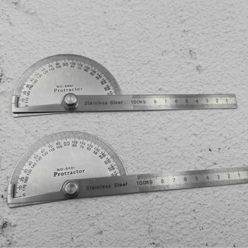 Rozsdamentes acél derékszögmérő 0-180°, 100 mm, félkör