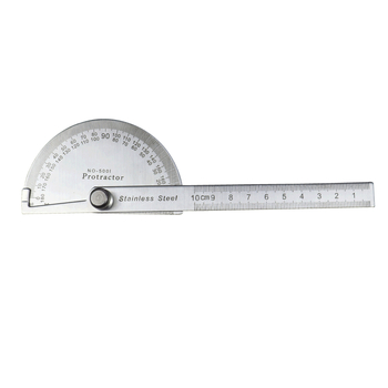 Rozsdamentes acél derékszögmérő 0-180°, 100 mm, félkör