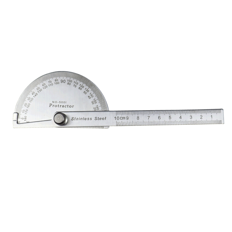 Rozsdamentes acél derékszögmérő 0-180°, 100 mm, félkör