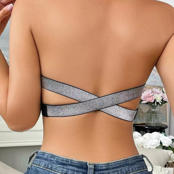 Križno bez rukava tube top sa srebrnom obrubom, anti-klizanje, podesiv, žensko rublje