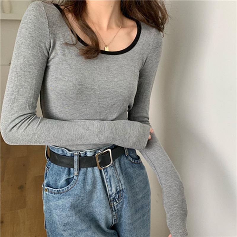2025 karcsú szabású hosszú ujjú női base layer crop felső, kerek nyakú