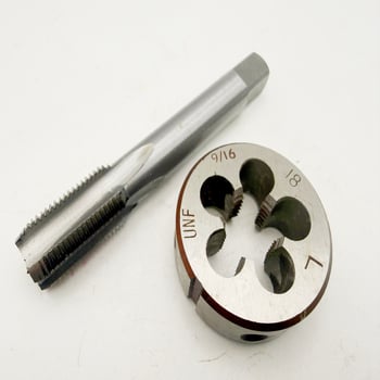 Σετ ταπς με αμερικανικό πρότυπο αριστερό threading και αριστερά κυκλικά dies — 1/4-20 αριστερά, 9/16-18 αριστερά, 1/2-20L