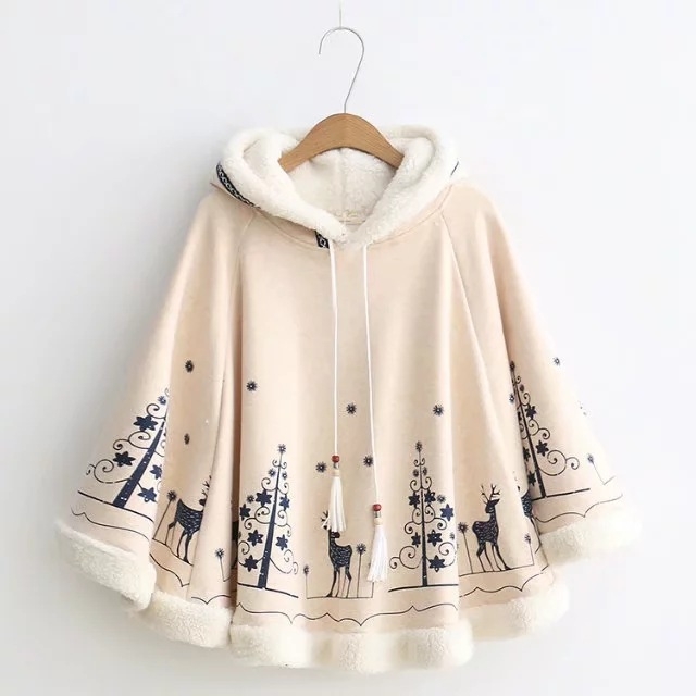 Téli kapucnis kabát nyuszi fülével, nyuszi mintás nyomtatás, fleece bélés