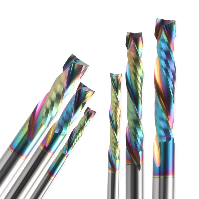 HOZLY DLC Színes kettőélű kompozit maró CNC-felhasználásra, MDF és OSB gravírozáshoz