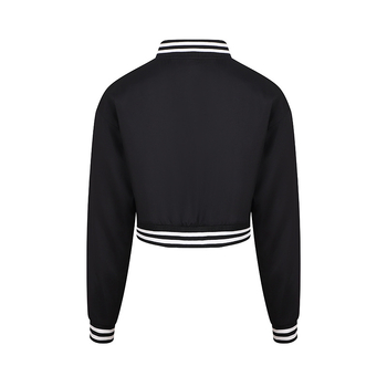 Jachetă baseball pentru femei, ușoară, guler înălțat, mâneci lungi, lungime scurtă, croi lejer, broderie, poliester, stil urban casual, mărime EU