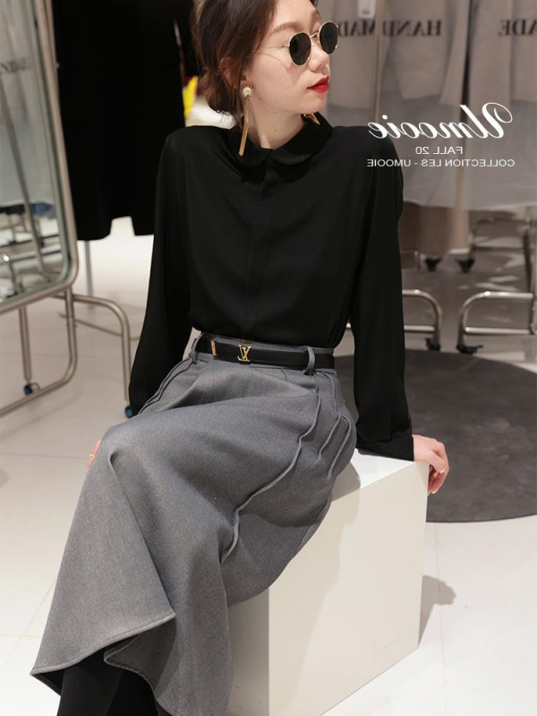 Női mulberry selyem ing, 2023 tavasz–ősz, elegáns butik felső üzleti viselethez