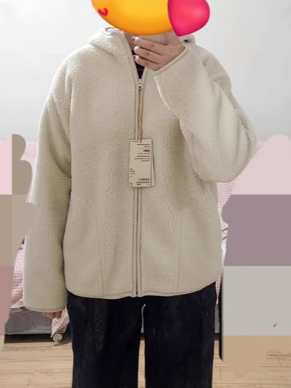 Női hosszú fleece kapucnis kabát, lazán szabott, meleg őszre és téli szezonra