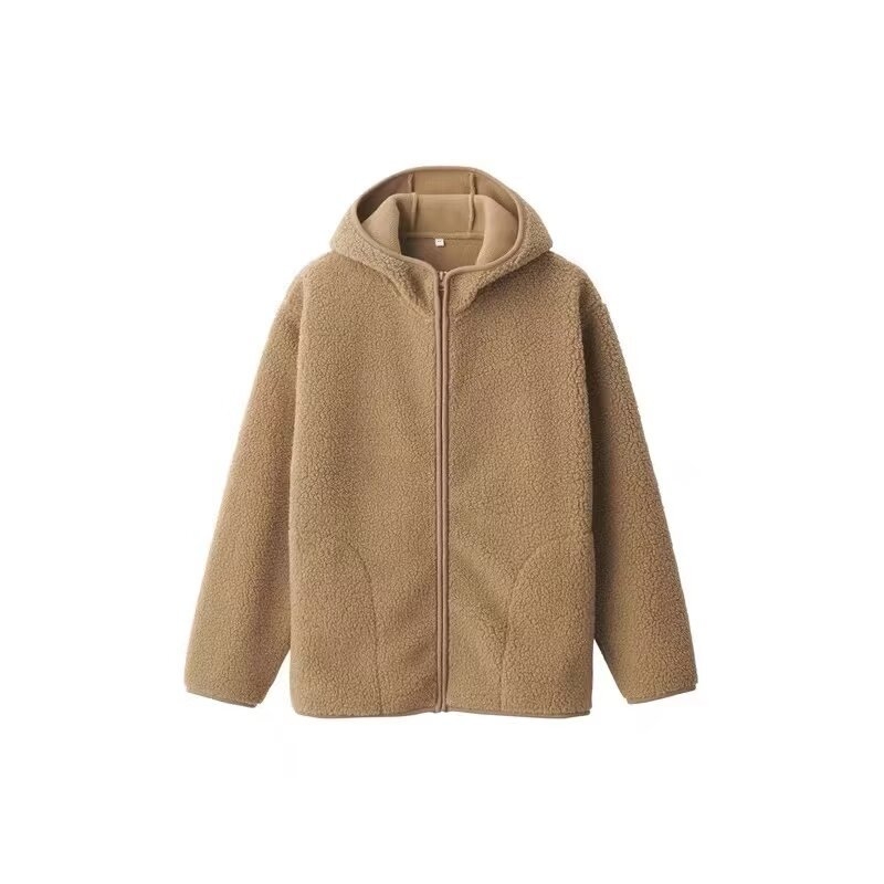 Női hosszú fleece kapucnis kabát, lazán szabott, meleg őszre és téli szezonra