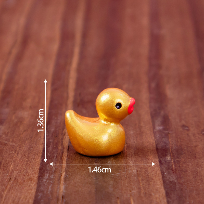 DIY műgyanta mini táj figurka kacsa fióka – szerencsét hozó arany- és ezüst színű, aranyos állat dekoráció