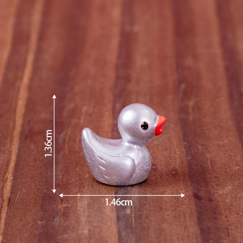 DIY műgyanta mini táj figurka kacsa fióka – szerencsét hozó arany- és ezüst színű, aranyos állat dekoráció