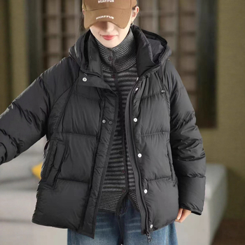 Γυναικείο χειμερινό μπουφάν με 90% πούπουλο πάπιας, κουκούλα, ζεστό, τρία προστατευτικά στοιχεία