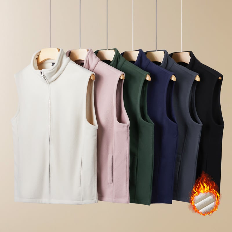 Vestă casual unisex, 2026 toamnă–iarna, 320 g polar fleece, guler înalt, fermoar, căptușită cu fleece
