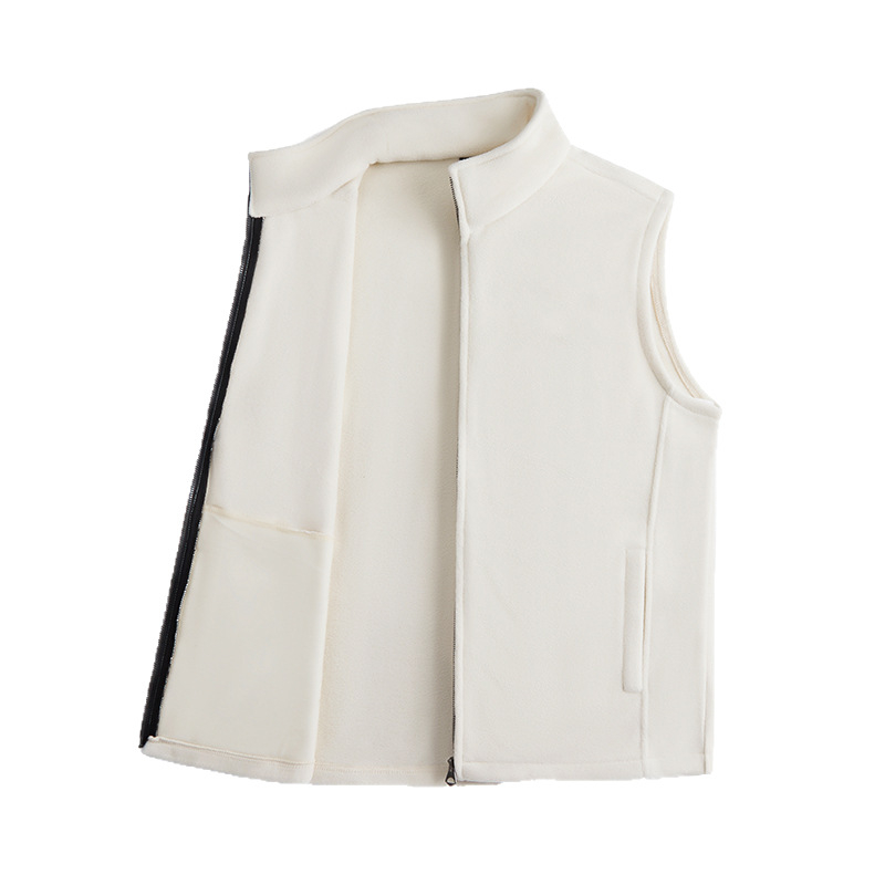 Vestă casual unisex, 2026 toamnă–iarna, 320 g polar fleece, guler înalt, fermoar, căptușită cu fleece