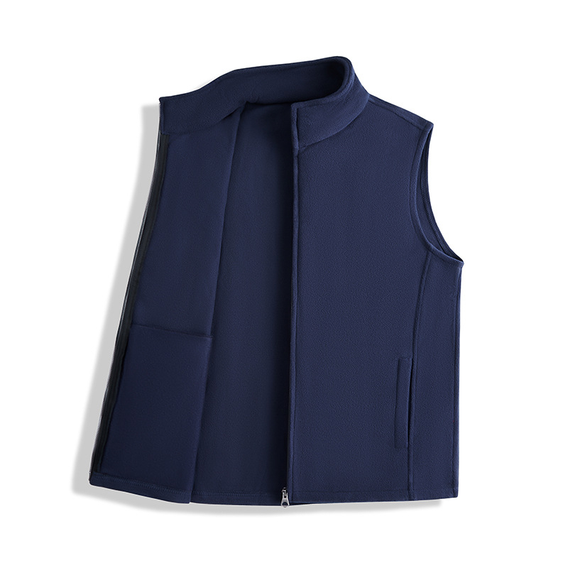 Vestă casual unisex, 2026 toamnă–iarna, 320 g polar fleece, guler înalt, fermoar, căptușită cu fleece