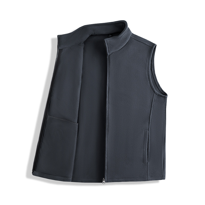 Vestă casual unisex, 2026 toamnă–iarna, 320 g polar fleece, guler înalt, fermoar, căptușită cu fleece