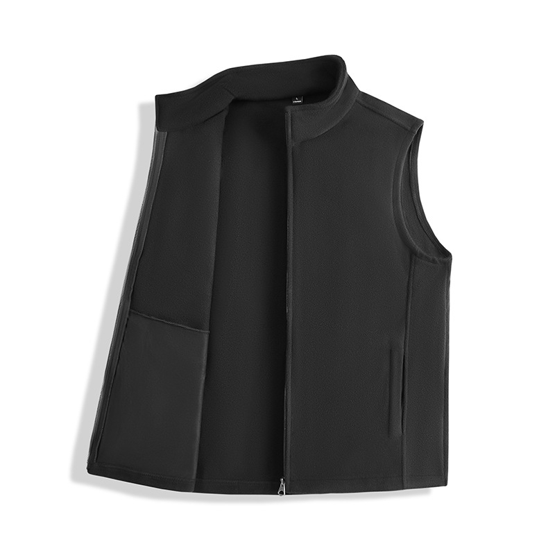 Vestă casual unisex, 2026 toamnă–iarna, 320 g polar fleece, guler înalt, fermoar, căptușită cu fleece
