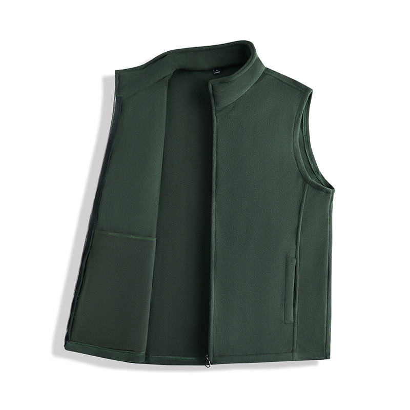 Vestă casual unisex, 2026 toamnă–iarna, 320 g polar fleece, guler înalt, fermoar, căptușită cu fleece