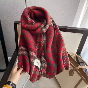 Női divatos retro piros kockás sál, téli meleg, koreai stílus, sokoldalú