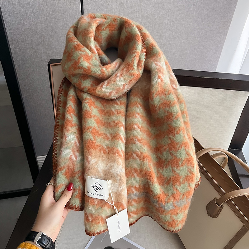 Női divatos retro piros kockás sál, téli meleg, koreai stílus, sokoldalú