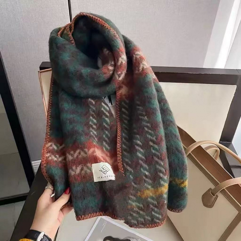 Női divatos retro piros kockás sál, téli meleg, koreai stílus, sokoldalú