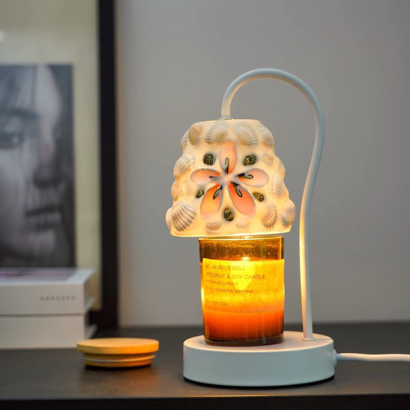 Lampa na tavenie vosku Shell Aromaterapia Spálňová vôňa Stolová lampa Teplá lampa Retro Bezplameňová taviaca lampa na sviečky Darček na narodeniny