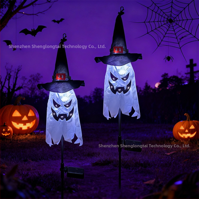 Nové solárne LED halloweenske dekoratívne svetlá so 4 tekvicovými tmavoružovými lampášmi, vodotesné s krytím IP65, bez nutnosti zapojenia