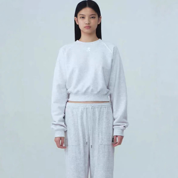 Női koreai stílusú cropped pamut pulóver raglán ujjakkal, kerek nyakú casual felső ősz-tél