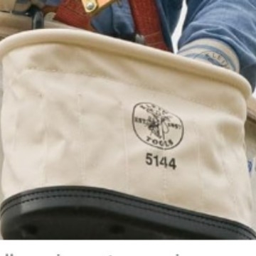 Geantă ovală pentru unelte, cu bază rigidă, din pânză groasă, rezistentă la uzură și cu capacitate de încărcare ridicată