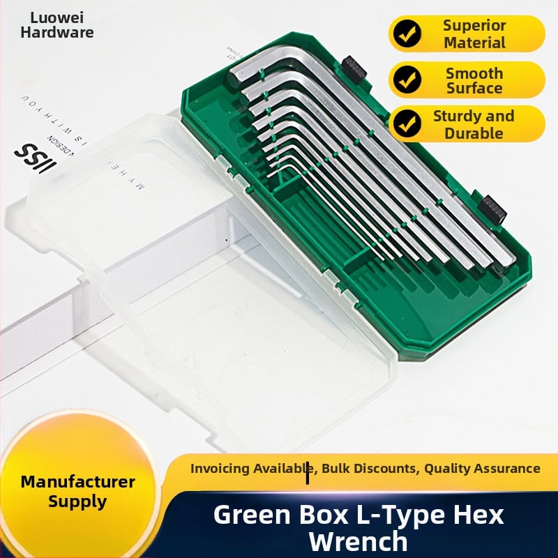 Lowey Hardware Πράσινο σετ Allen κλειδιών σε σχήμα L, από ατσάλι 45#, σκληρυμένο
