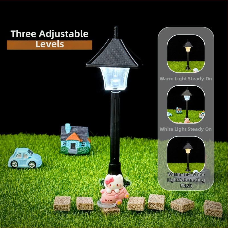 Miniatúrna pouličná lampa, nočné svetlo, plastový model, dekoratívna ambientná lampa, malá ozdoba
