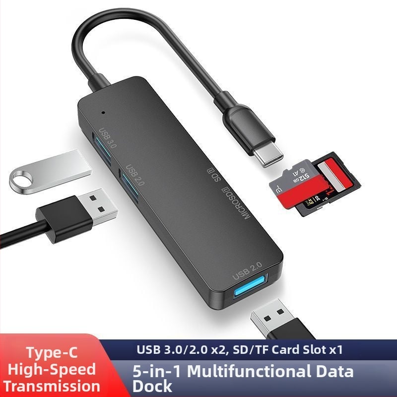 Type-C docking stanica s čitačem kartica — USB pet-in-one hub za stolno računalo, telefon i prijenosno računalo