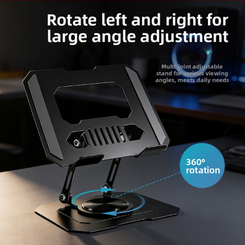 Suport pentru tablete din oțel carbon – rotativ la 360°, multifuncțional, pliabil și portabil, compatibil cu tablete, iPad și telefoane