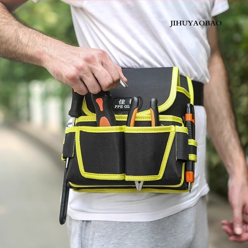 Geantă de talie din pânză - trusă de unelte multifuncțională pentru electrician, geantă de unelte din pânză Oxford, rezistentă la uzură