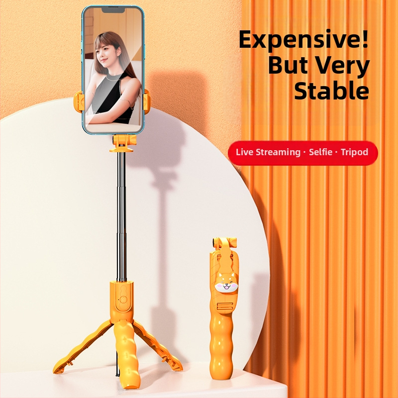 Nová selfie tyč v kreslenom štýle pre telefóny s Bluetooth diaľkovým ovládaním, univerzálny statív pre živé vysielanie a fotografovanie