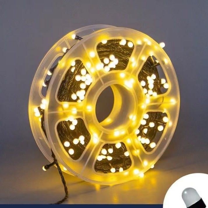 F8 LED γραμμικά φώτα αλυσίδας, 50m/80m, εξωτερική χριστουγεννιάτικη διακόσμηση, IP44 προστασία, λευκοί LED δίσκοι