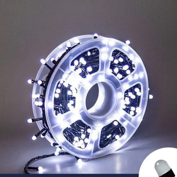 F8 LED γραμμικά φώτα αλυσίδας, 50m/80m, εξωτερική χριστουγεννιάτικη διακόσμηση, IP44 προστασία, λευκοί LED δίσκοι