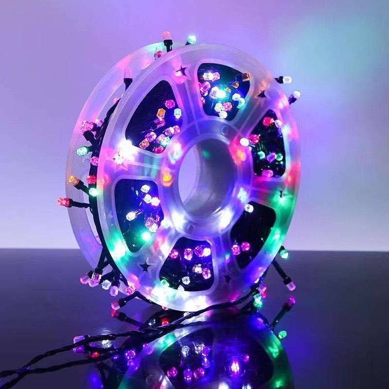 F8 LED γραμμικά φώτα αλυσίδας, 50m/80m, εξωτερική χριστουγεννιάτικη διακόσμηση, IP44 προστασία, λευκοί LED δίσκοι