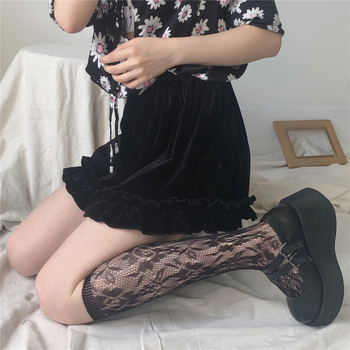 Nyári Lolita zoknik, édes retro csipkés hálós mintával, légáteresztő rövid zoknik diákoknak