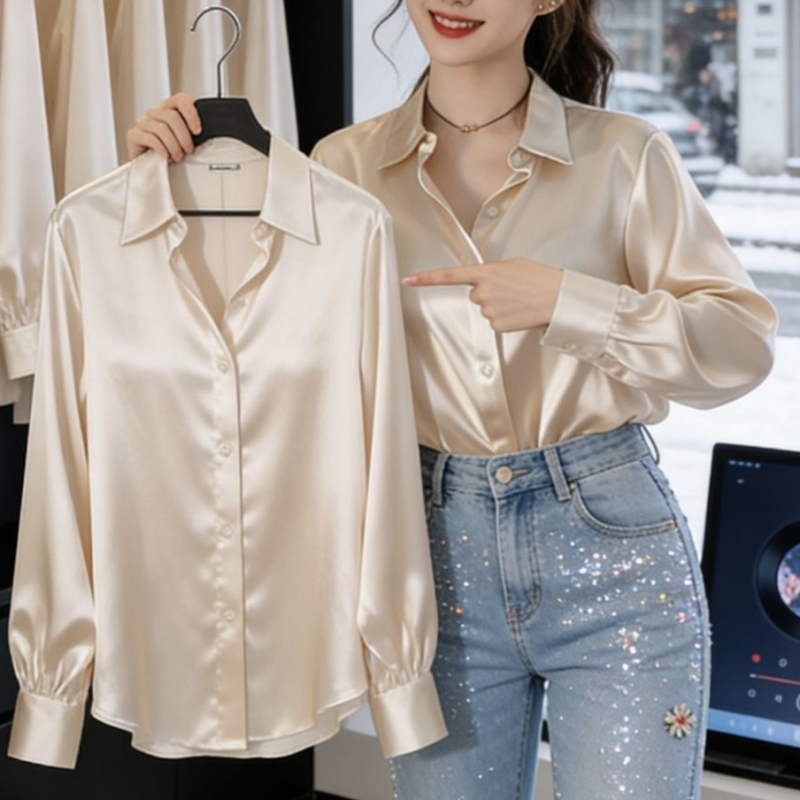 Női hosszú ujjú ing 2026 tavasz, koreai stílusú elegáns felső, minimalist, magas minőség