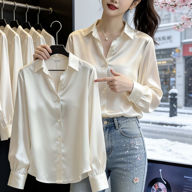Női hosszú ujjú ing 2026 tavasz, koreai stílusú elegáns felső, minimalist, magas minőség