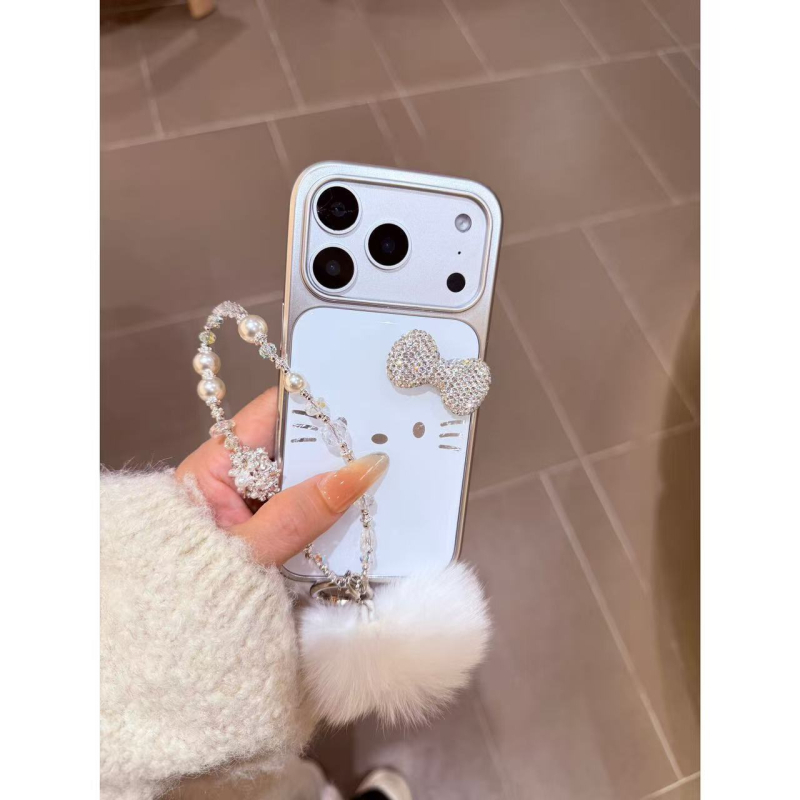 Θήκη για iPhone 17/16 Pro Max σε στυλ Ins, χαριτωμένο γατάκι με φουντωτή μπάλα από γούνες, ανθεκτικό σε γρατζουνιές, γυναικείο στυλ